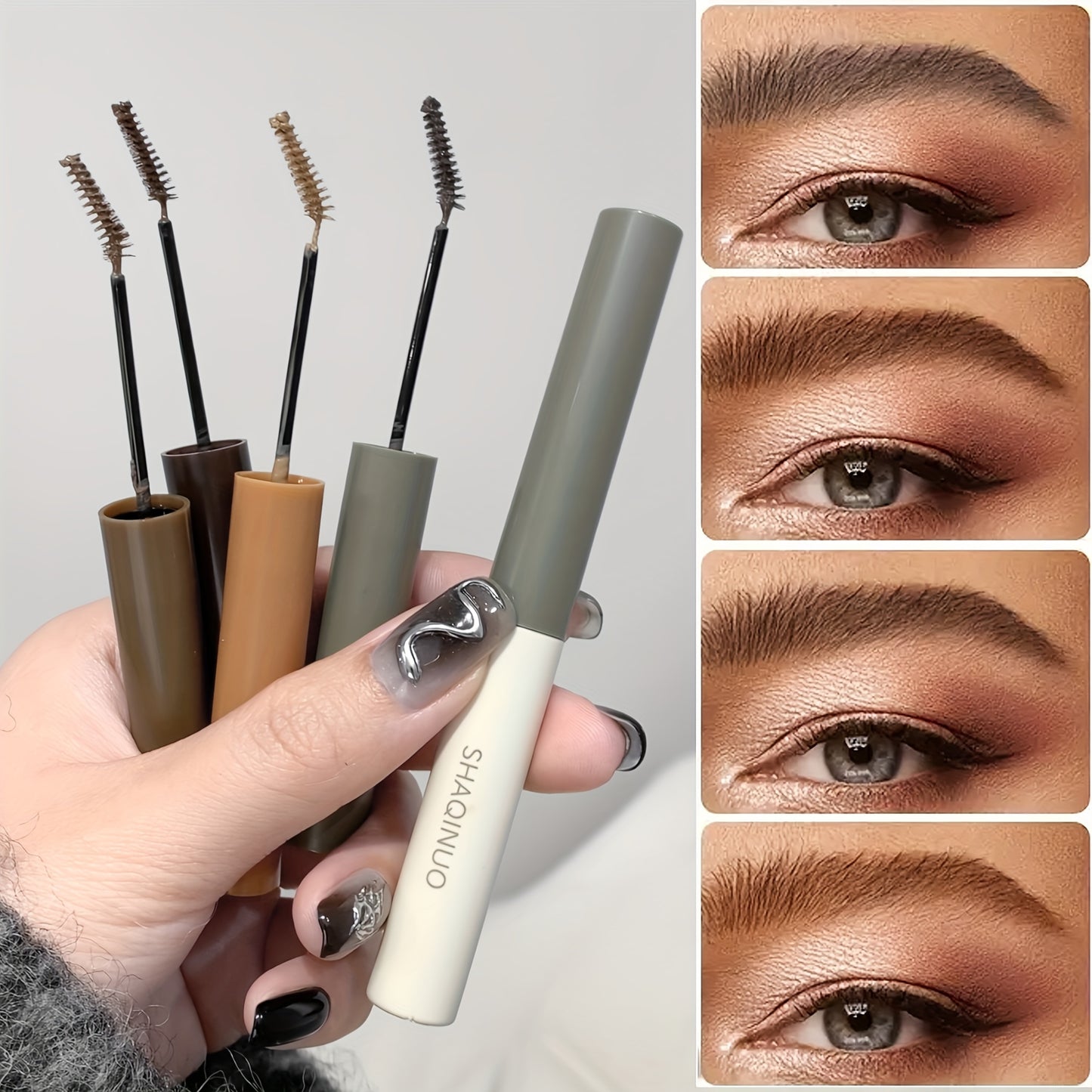 Tinted eyebrow mascara for long-lasting, waterproof, sweatproof, smudge-proof color enhancement. Sculpt and define brows with precision brush.