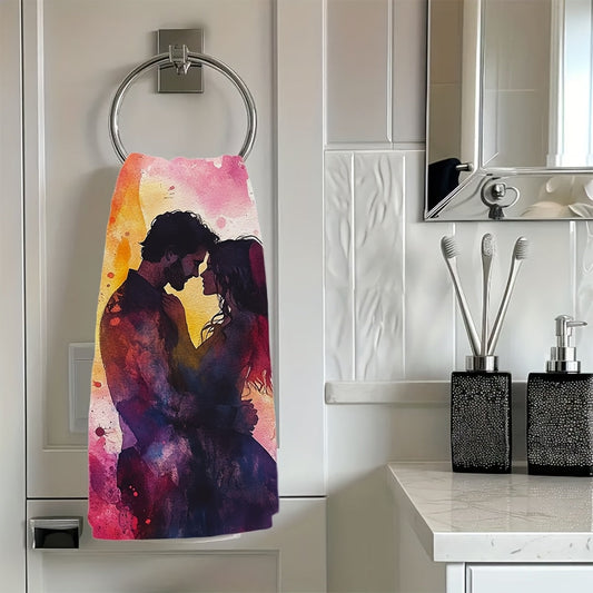 Two pieces of ultra soft kitchen towels, designed in a watercolor style. These towels are perfect for turning every moment in the kitchen into a moment of love. Highly absorbent and perfect for holiday decor, these dish hand towels are also machine