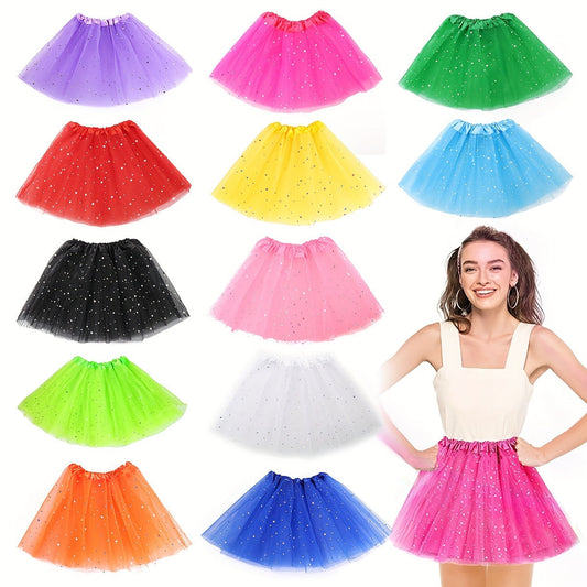 D EXCEED 80s Neon Running Tutu Skirt with 3 Layers for Women, Perfect for Parties and Halloween Runs, Made of Polyester