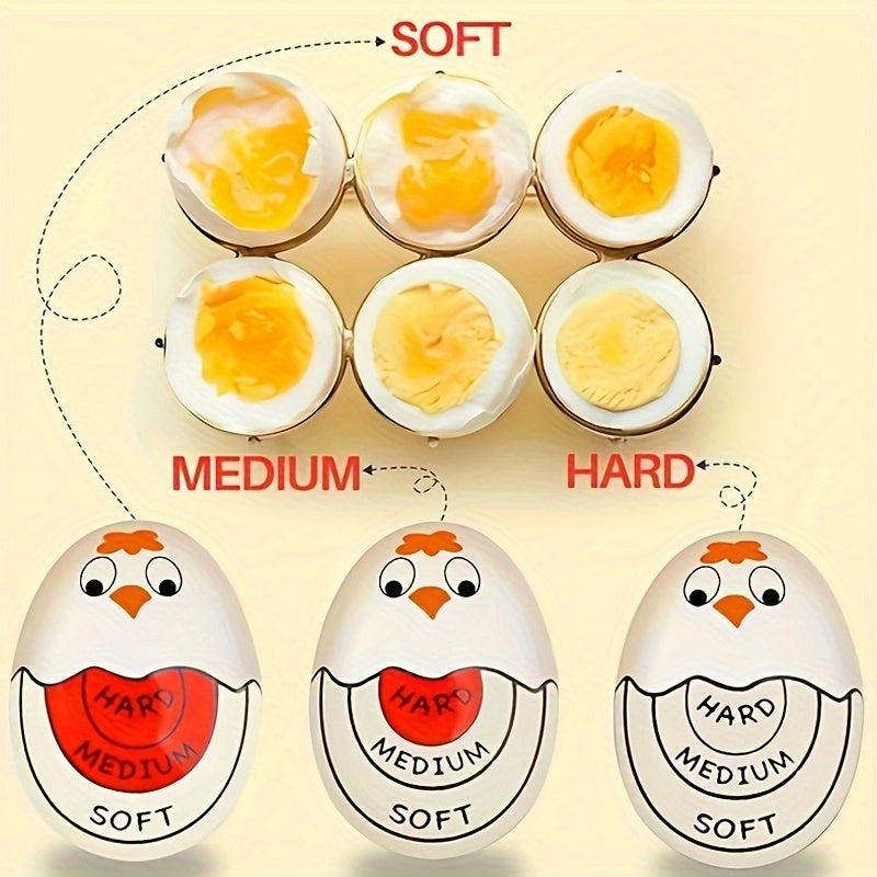 1pc Red/Yellow Changing Egg Timer and Boiled Egg Holder - Safe and fun kitchen accessory for soft and hard boiled eggs, no guessing needed.