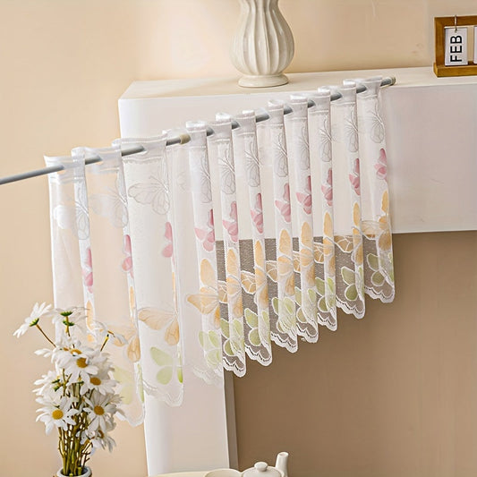 Butterfly Small Cafe Curtain Tier for Home and Office Decor - Coffee Curtain for Living Room