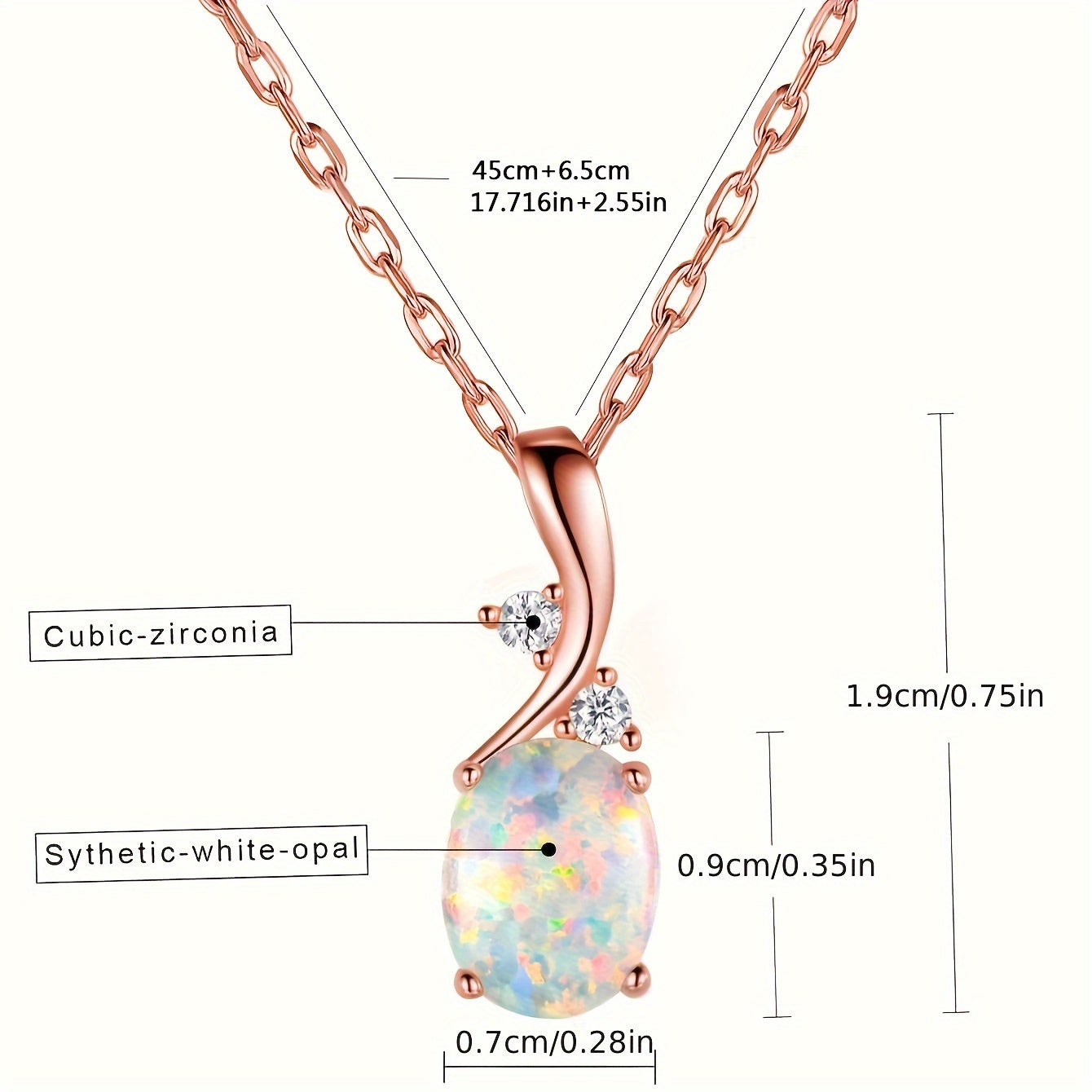 14K Gold Plated Copper Opal Necklace - Stylish Jewelry for Women