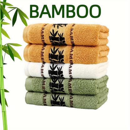 5-piece set of self-flying bamboo fiber towels with embroidered hand towels. Absorbent and quick-drying, ideal for home bathrooms. Skin-friendly and soft, measuring 35*75cm.