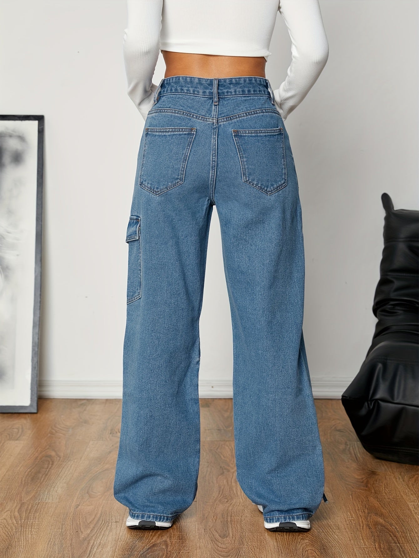 Casual denim jeans for women with drawstring detail, high waist, straight leg, solid color, non-stretch cotton blend (86% cotton, 8% viscose, 6% polyester) ideal for spring/fall.