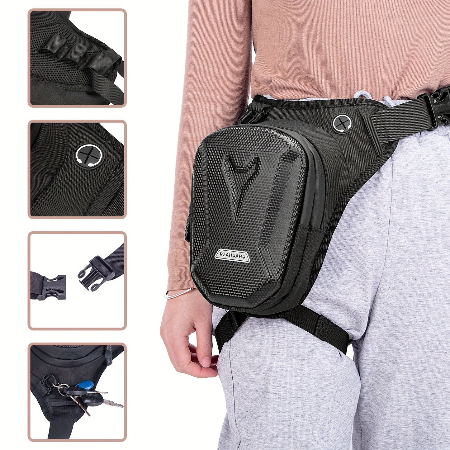 Men's waterproof tactical motorcycle leg bag for riding