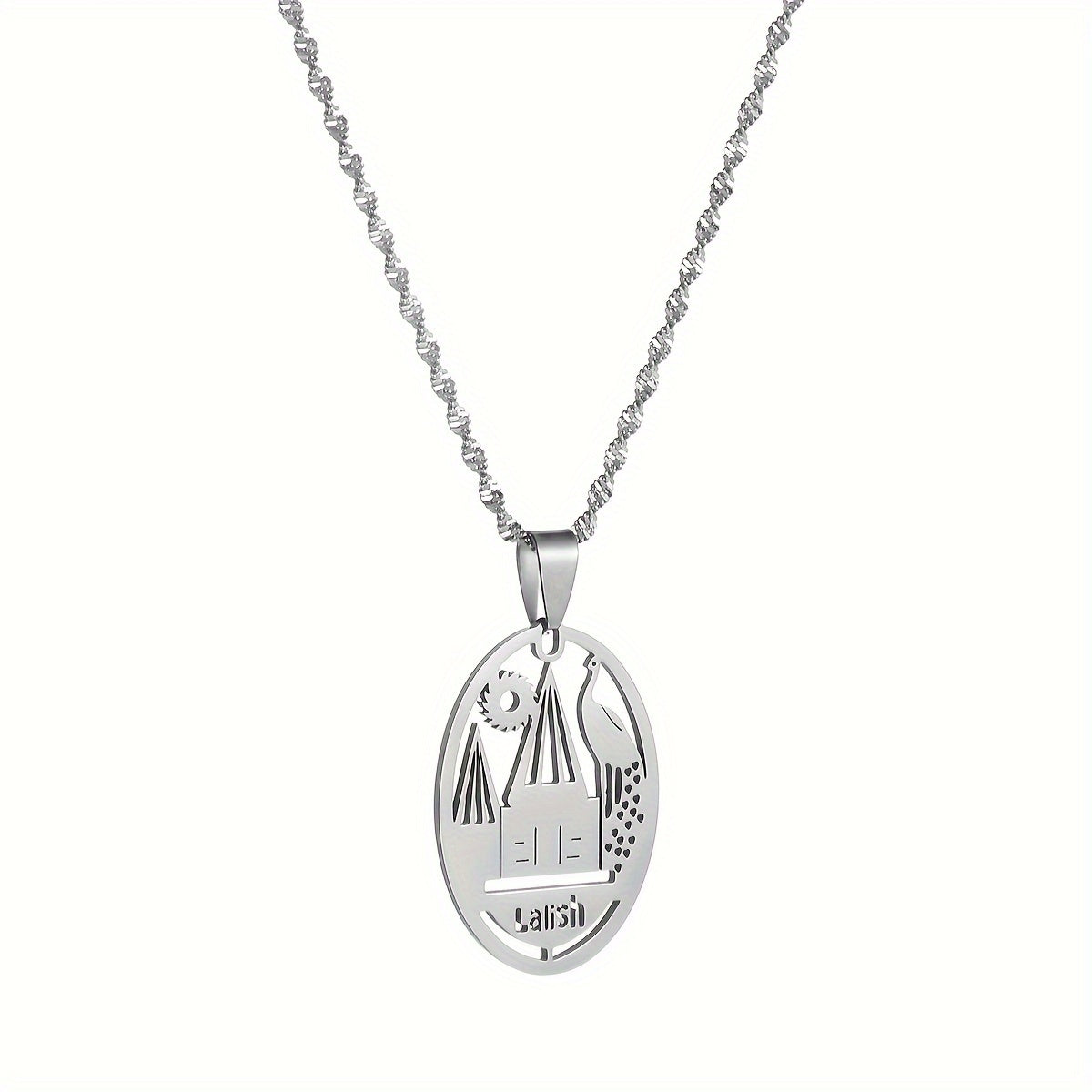 Lalish Temple Pendant Necklace - Stainless Steel, Traditional & Simple Design for Women - Ideal for Everyday Wear & Special Occasions