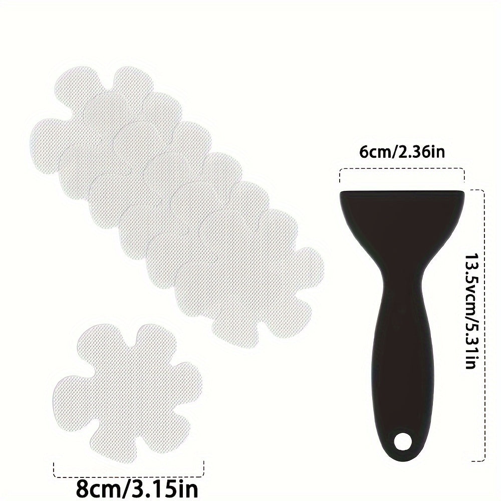 7 ta gullar bilan shower tread stikerlar to'plami, xavfsizlik uchun skriper bilan - PEVA dan tayyorlangan, hammom, dush, zinapoyalar va arqonlarda sirpanishni oldini oladi - Oson qo'llaniladigan yopishqoq dekallar - Qo'l bilan yuvish tavsiya etiladi