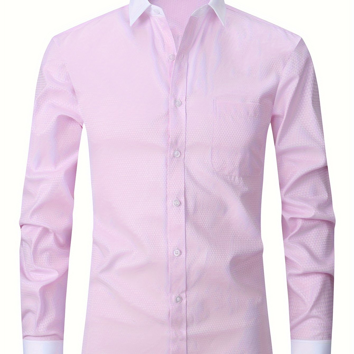 Men's French-style dress shirt with stripes and cufflinks included.