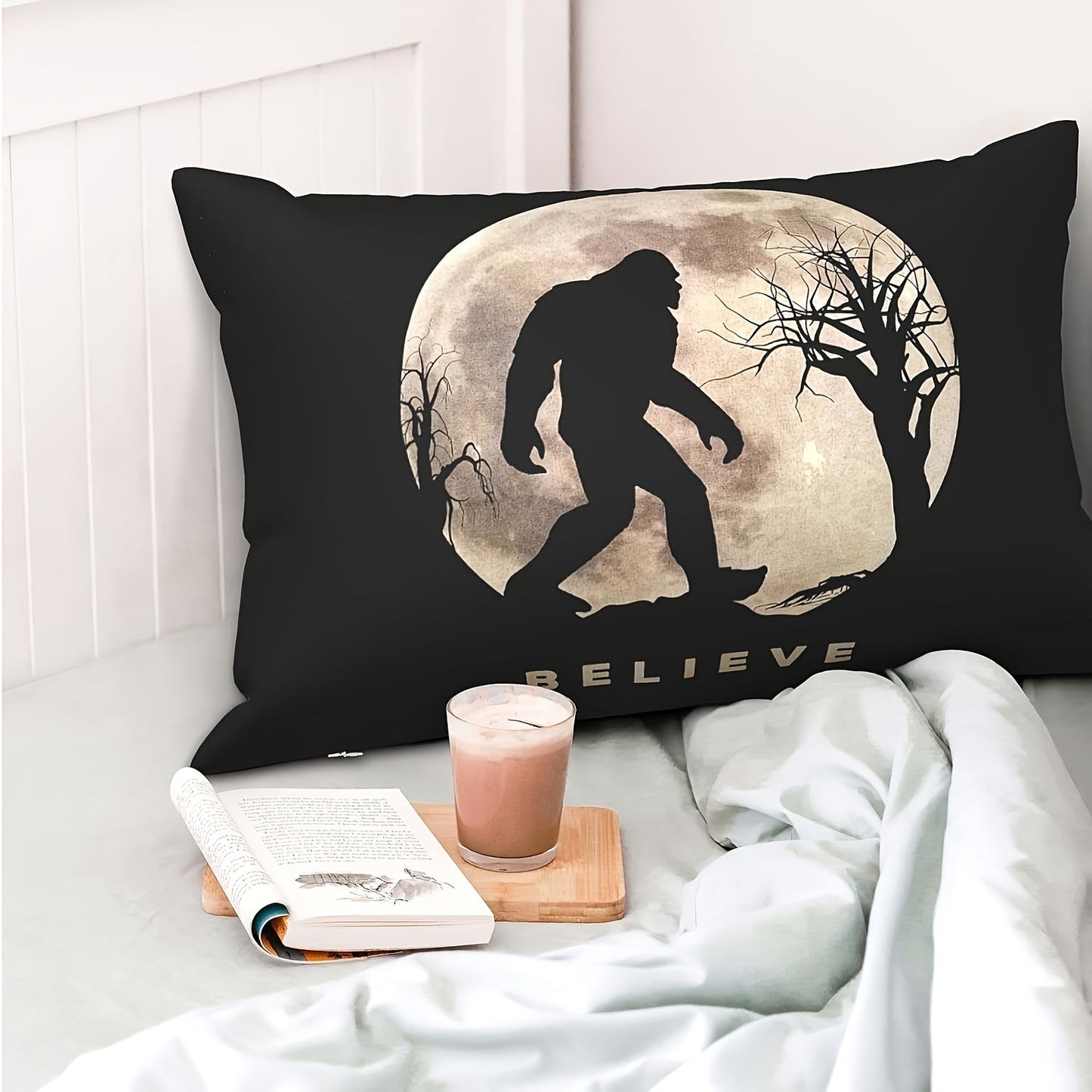 Magical Bigfoot & Moonlit Sky Pillowcase 30.48x50.8cm - Concealed Zipper, Easy to Clean - Ideal for Enhancing Home Decor, Traveling Outdoors, and Hosting Garden Soirees