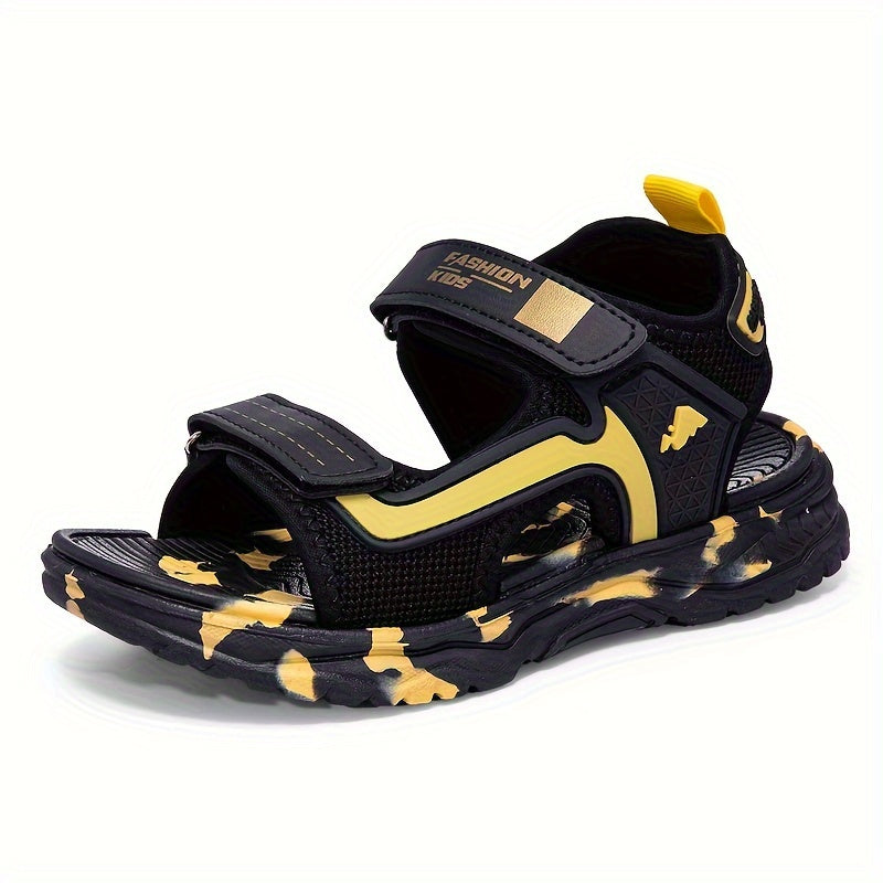 Stylish open-toe sandals with hook & loop fastener for boys, perfect for outdoor activities.