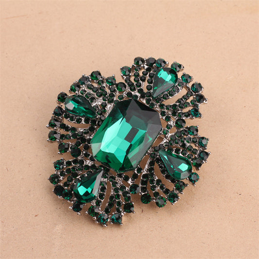 Green Enamel Rhinestone Irregular Shape Luxury Brooch - Elegant Novelty Design, Fashionable Ladies Suit Coat Corsage Pin