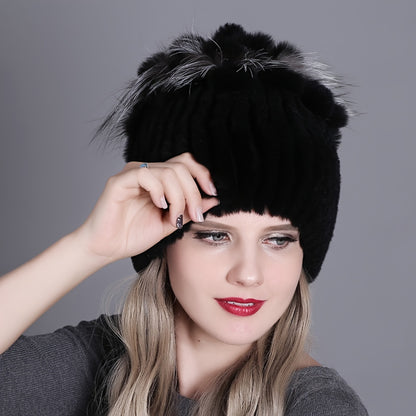 Trendy faux fur beanie for women and girls, perfect for staying warm in cold weather.