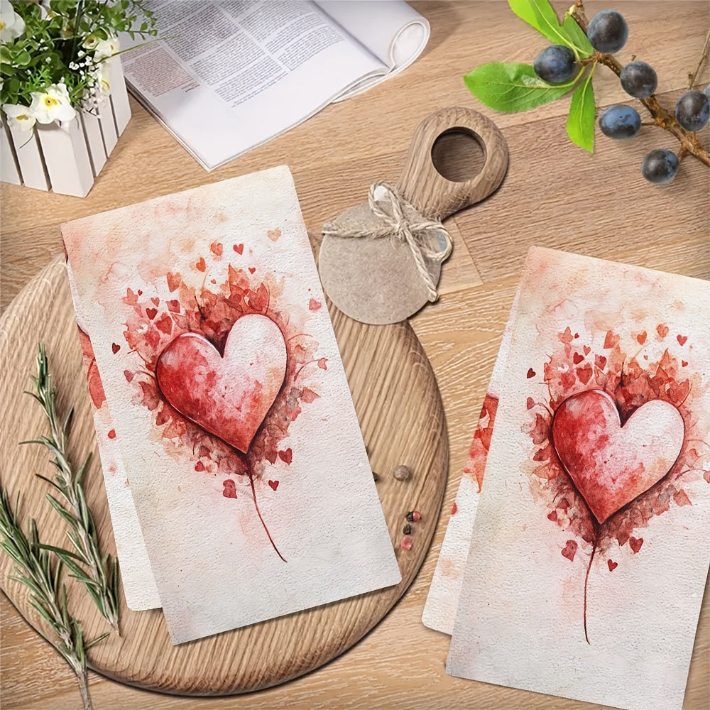 2 pieces of Valentine's Day reminder kitchen towels, made of ultra soft and highly absorbent material. Perfect for holiday decor, these dish hand towels are machine washable and measure 16x24 inches. Product code: 2KYSYS1217612.