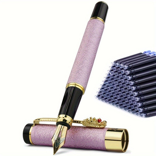 Set of 50 ink pens and 1 metal fountain pen for daily work, writing, holidays, school, office gifts.