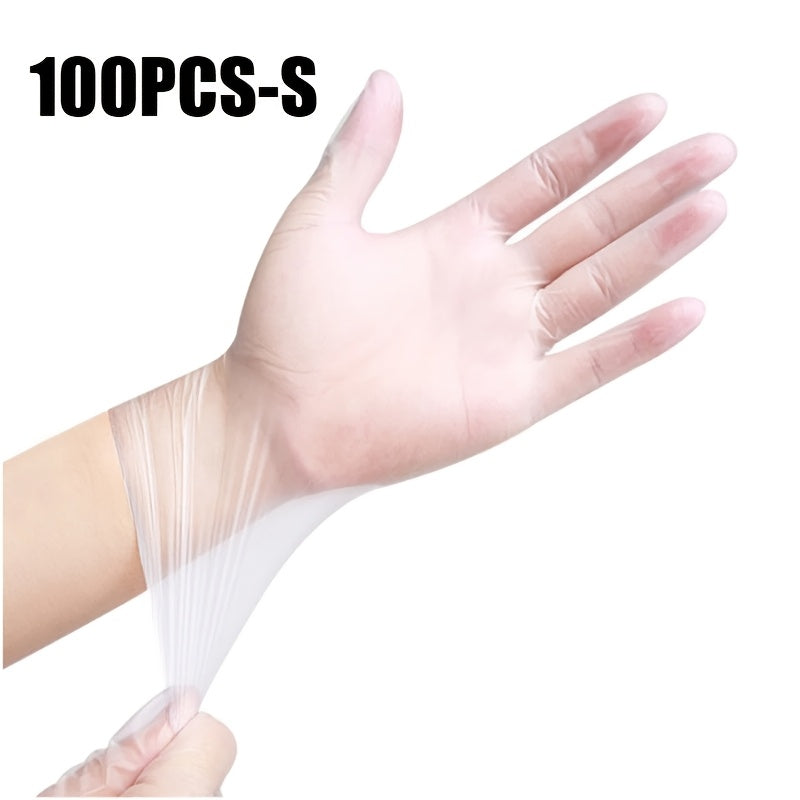 100/200pcs Transparent TPE Gloves: Durable, Waterproof, Powder-Free, Non-Latex, Slip-Resistant for Kitchen, Tattoo, Hair Dyeing, Pet Grooming, Beauty Salon, Household