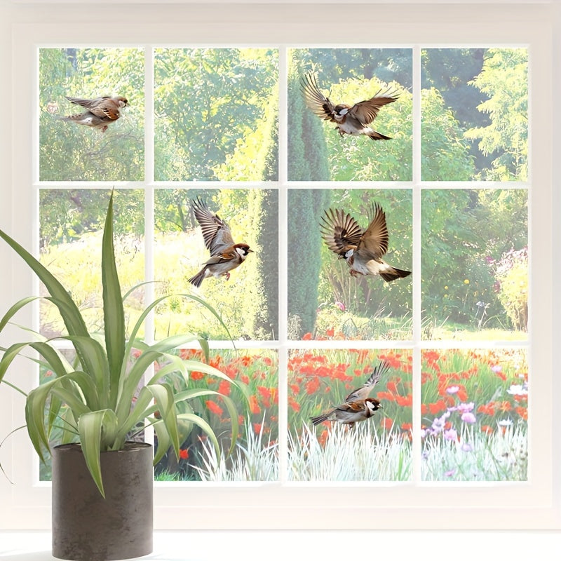 Sparrow Window Decals - Delightful, Easy-to-Apply Decor for Any Room, Featuring Decorative Art Style