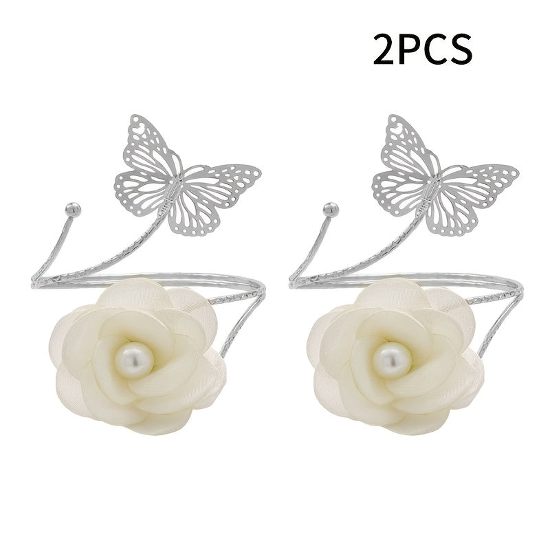 Set of 2 Flower Butterfly Curtain Straps with a Minimalist Hollow Out Design, perfect for tying back curtains in your bedroom or living room for a stylish home decor touch.