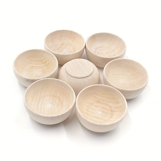 Set of 5 Natural Wooden Bowls, 30x57mm - Perfect for DIY Crafts, Home Decor, and Paintable Toys for Kids