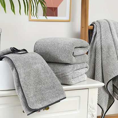 Set of 2 highly absorbent bath towels made of breathable super fine fiber. Soft and comfortable for use in fitness, bathroom, shower, sports, and yoga.