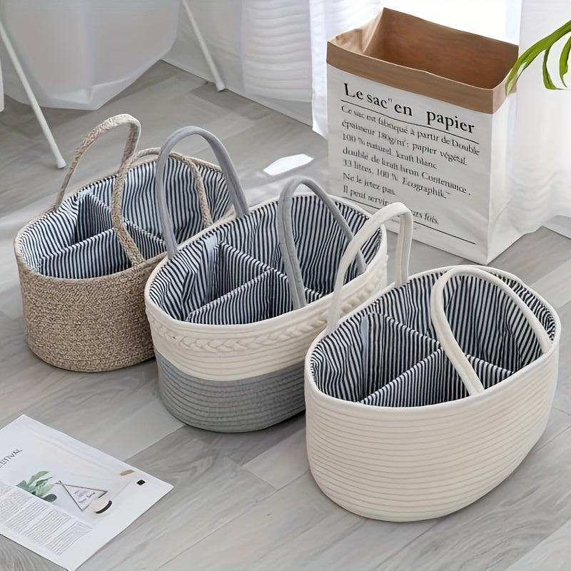 Versatile Storage Basket with Divided Compartments - Easily Portable Alphabet Design for Organizing Milk Bottles, Diapers, Baby Essentials, and Infant Supplies. This European-inspired Rope Laundry Basket offers ample storage capacity for your Home