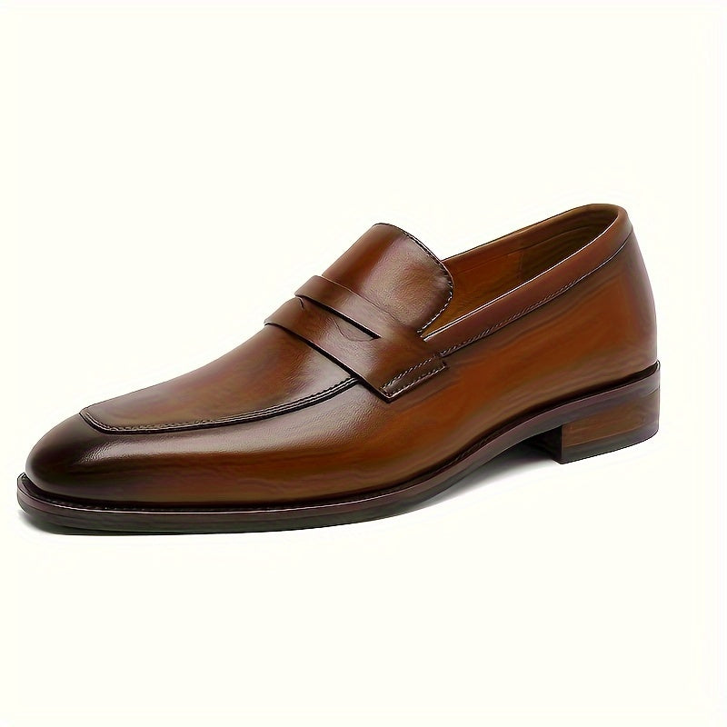 Men's classic slip-on loafers with genuine upper and lining, rubber sole, round toe - suitable for all seasons.