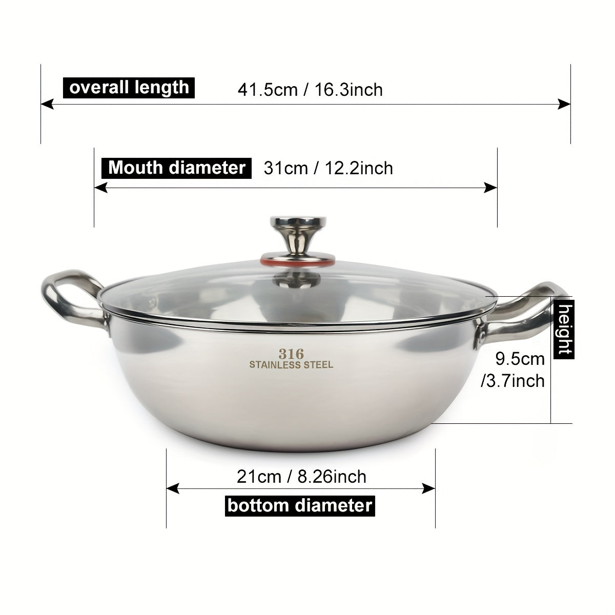 Stainless Steel Soup Pot with Glass Lid, Large Capacity, Fast Heating, Works on All Stovetops, Durable, Easy to Clean - A Must-Have Kitchen Cookware Item