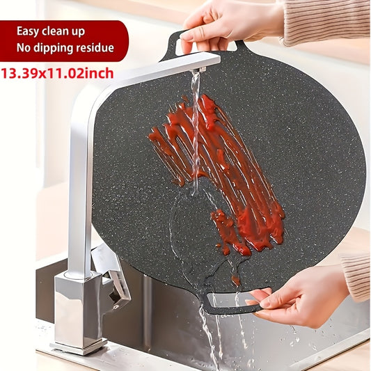 Large Non-Stick BBQ Grill Pan, 34.01x27.99cm - Indoor & Outdoor Teppanyaki Plate, Gas & Induction Stove Compatible for Camping and Home Cooking.