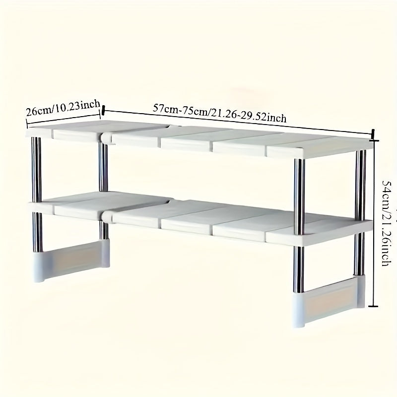 Under Sink Organizer Rack with Pull-Out Shelf - Stainless Steel and Plastic Free-Standing Storage Unit, Multifunctional Organizer for Kitchen and Bathroom Cabinets, Space-Saving Solution