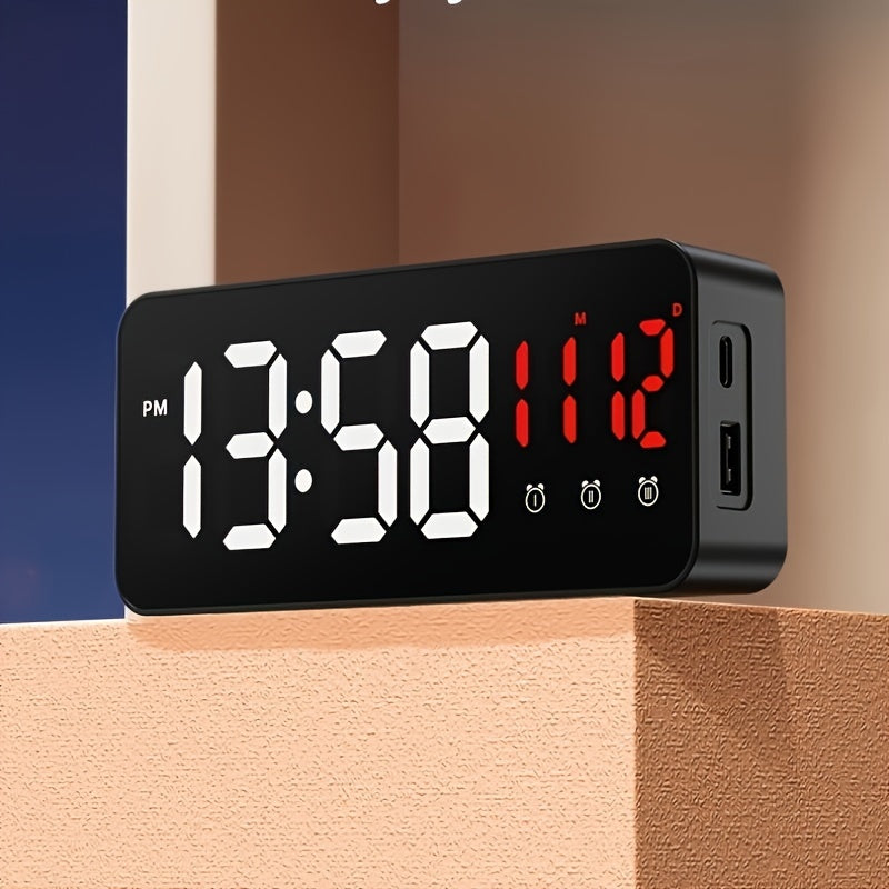 LED Clock Home Decoration with Smart Alarm and Creative Mirror Design