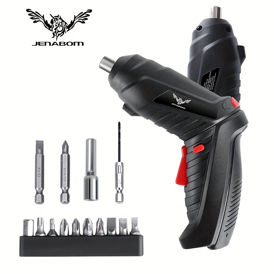 Set of power tools with lithium battery, electric drill, and cordless screwdriver in 2, 14, 26, or 47 pieces.