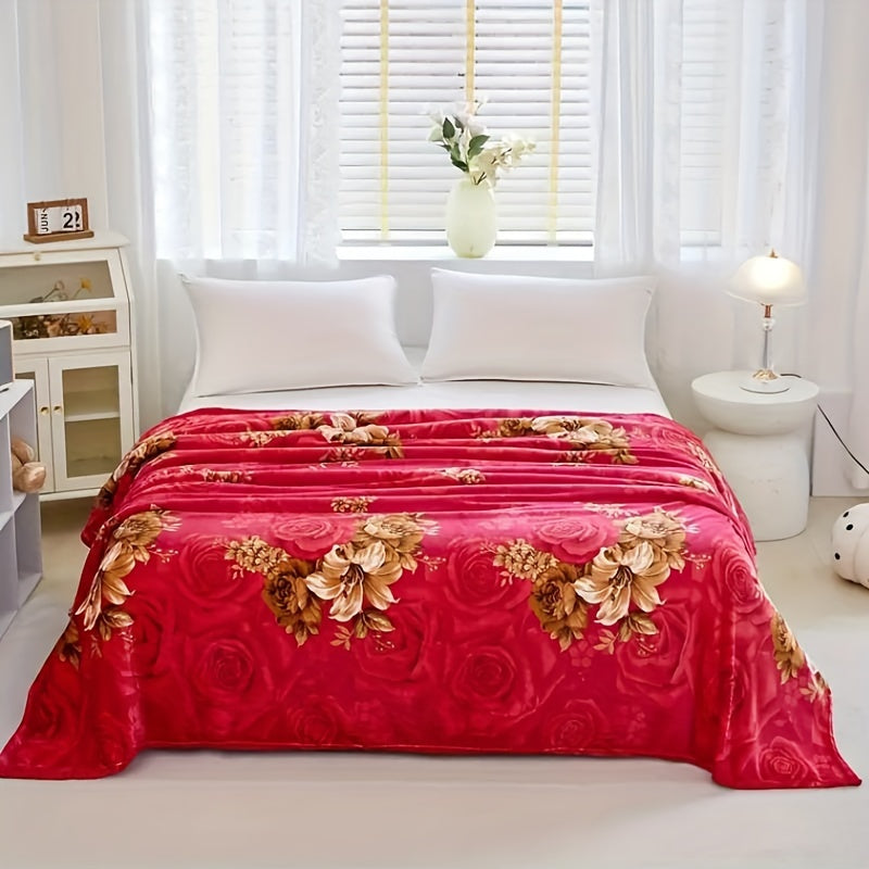 Enjoy the luxurious comfort of our Skin-friendly Classic Flower Printed Bed Blanket, a soft and warm throw pillow blanket perfect for napping, lounging on the sofa, office use, camping, or travel. This multifunctional gift blanket is suitable for all