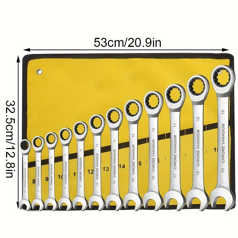 Mechanical ratchet wrench set for auto repair, no electricity or battery required.