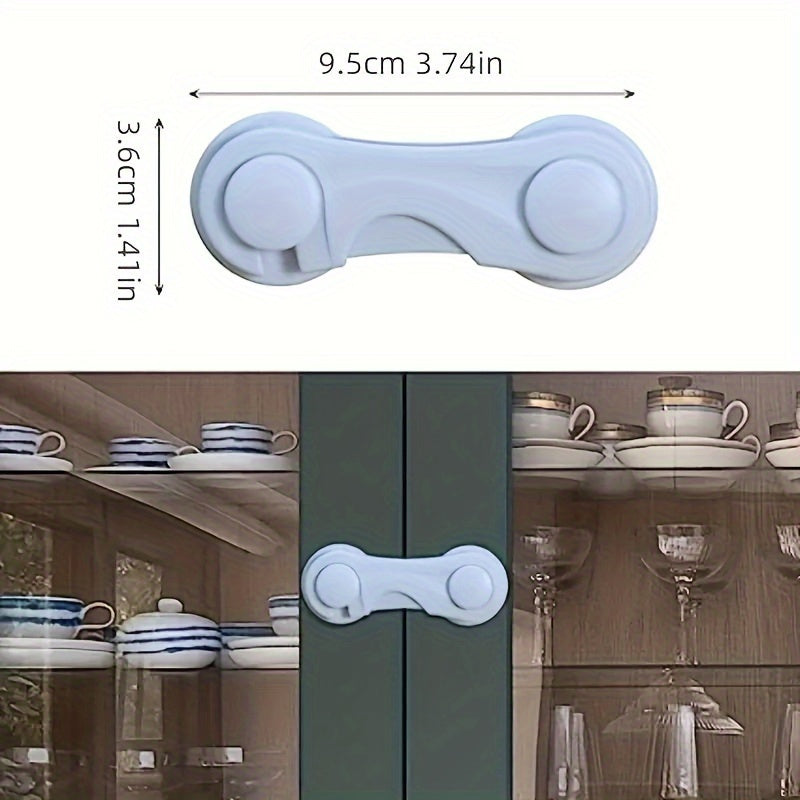 5 safety locks for cabinets, room doors, and refrigerator drawers, featuring anti-pinch hand-to-hand opening design.