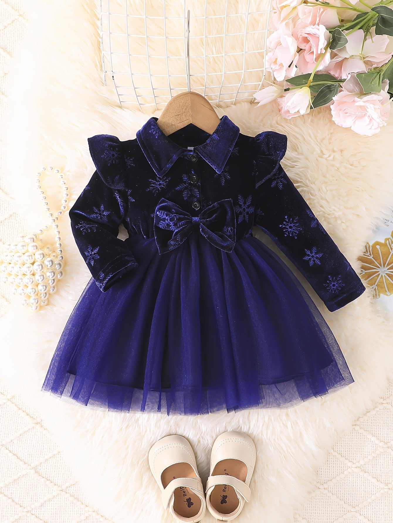 Floral print tutu dress for toddler girls, ideal for spring & fall, machine washable