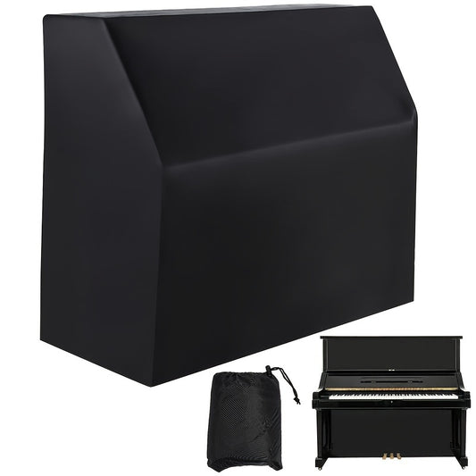 Waterproof and dustproof piano cover made of silvery-coated oxford fabric for sunlight and moisture protection in black.