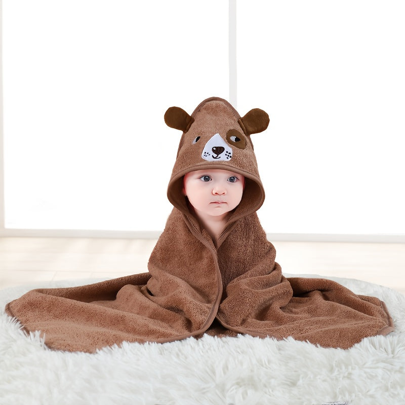 Cute Animal-Print Hooded Bathrobe for Kids - Soft, Comfy & Easy to Clean, Children's Bath Towel Wrap Featuring Adorable Cartoon Characters, Ideal for Both Boys & Girls