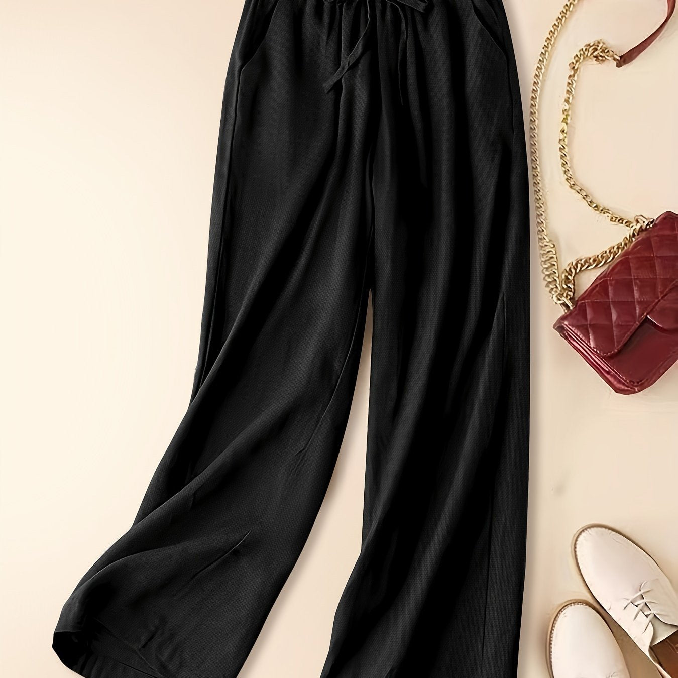 Drawstring wide leg pants for women, perfect for spring and summer casual wear.