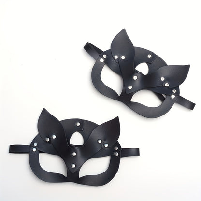 Women's punk leather cat-ears mask: adult party accessory, SM kink gear, 19.5cm/7.7inch