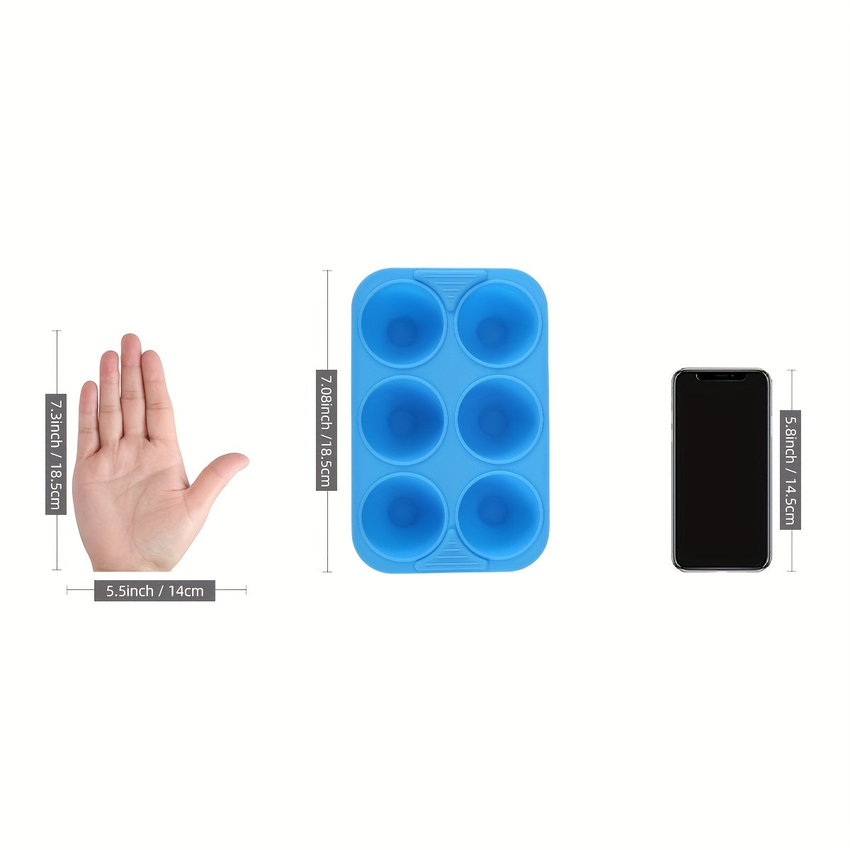 1 piece or pack of 5 pieces, Food-Grade Silicone Egg Bite Mold measuring 17.98cm X 11.94cm. This mold has 6 cavities and can also be used as a cake baking pan for rectangular dual-pot air fryers. It is heat resistant, easy to clean, and safe for use in