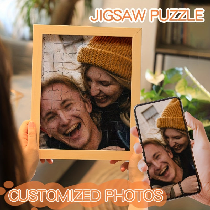 Custom Personalized Photo Puzzle Frame: Unique Jigsaw Gift for Couples, Anniversaries, and Special Occasions - High Quality Printing on Wooden Frame