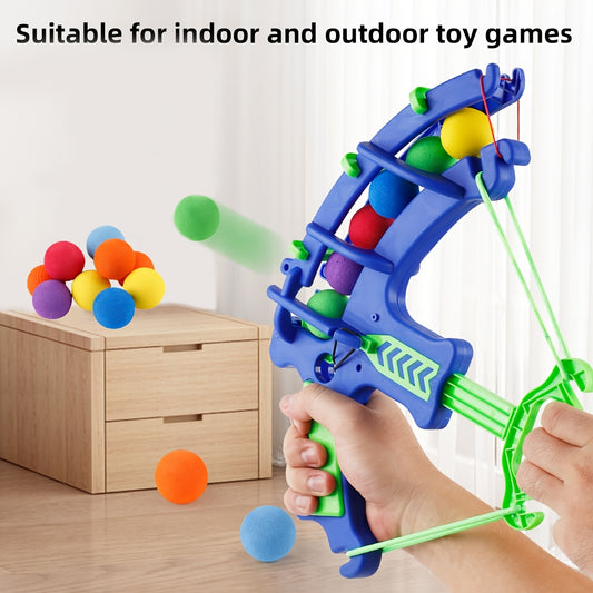 Set of 6/12 Blue Bow and Arrow Interactive Shooting Game Toys with Educational Soft Bullet Target Games for Family Entertainment and Parent-Child Interaction.