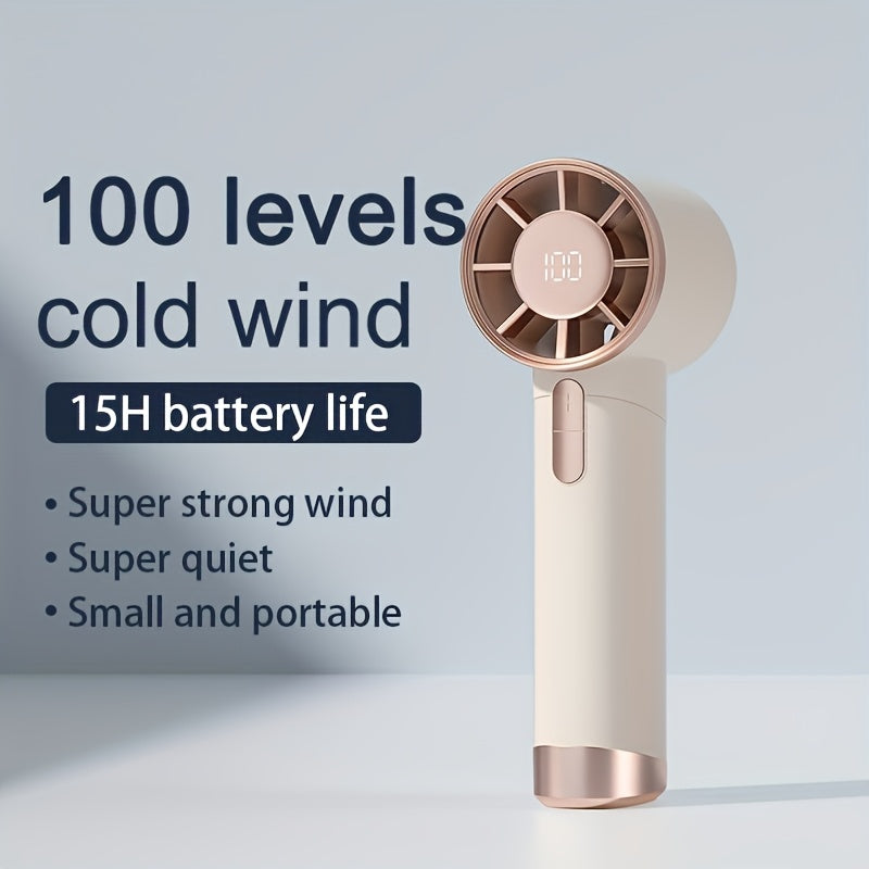 Ideal for use at home or outdoors, this Portable Handheld Fan features a 3000mAh Rechargeable Battery, USB-C charging, LCD Display, and adjustable speed from 1-100. With a powerful 9000 RPM motor and quiet operation, it also includes a convenient lanyard