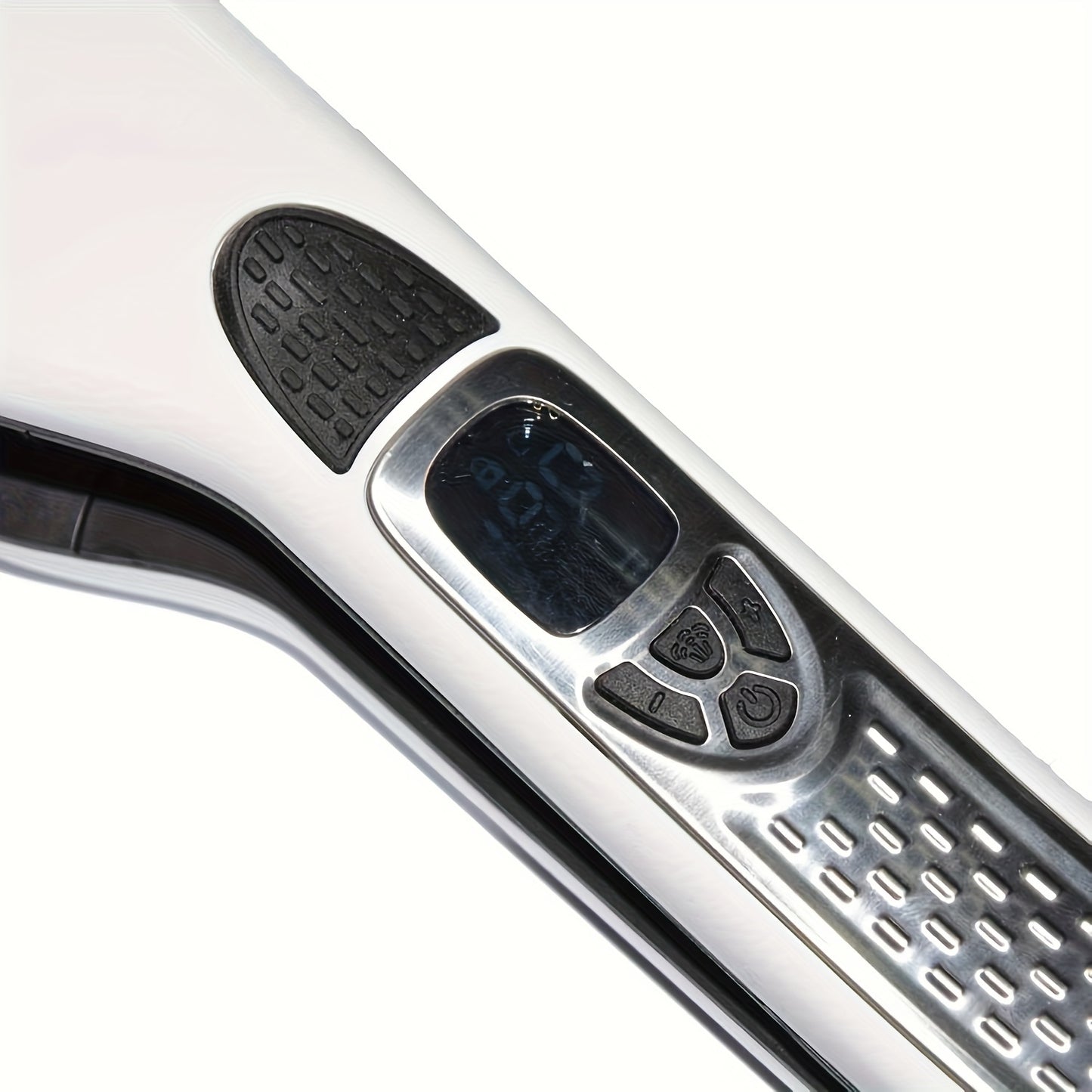 Professional steam flat iron for hair that functions as both a straightener and curler with ceramic plates, ionic technology, dual voltage, and adjustable temperature.