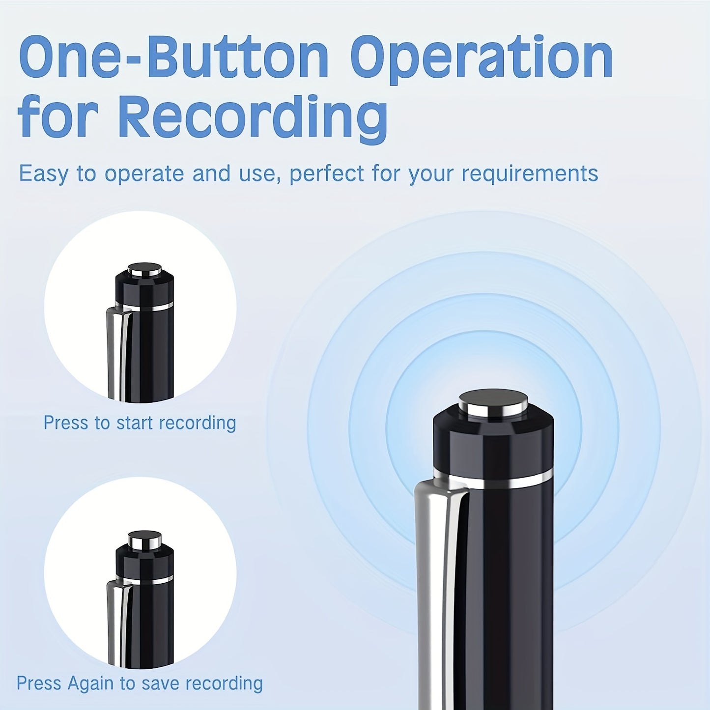 1pc Digital Voice Recorder with 64GB or 32GB storage capacity, Voice Activated for audio recording, playback via USB.