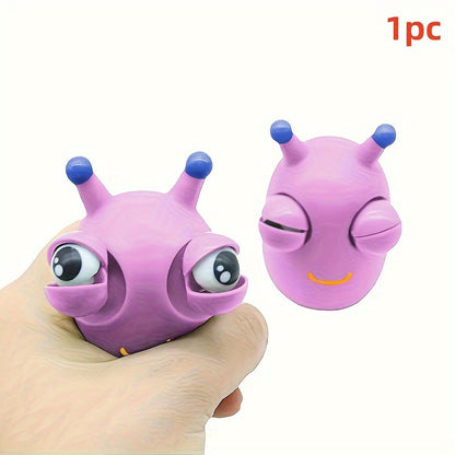 Caterpillar fidget toy with pop-out eyes, plastic, non-electric, for stress reduction, 3-6 years, fun pinch toy for decompression and play