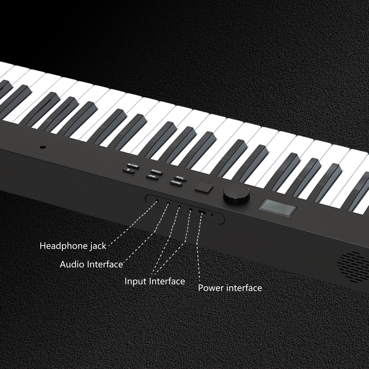 88-Key Electronic Piano in black with 128 rhythms, 128 sounds, and 20 demonstration songs. Portable and suitable for beginners, it fits standard piano size and features LED display. Can be