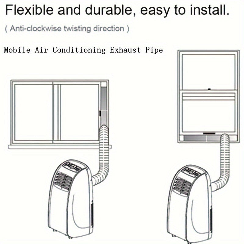 Extendable vent pipe made of flexible stainless steel and polypropylene for mobile air conditioner exhaust duct hose - perfect for use with AC units, dehumidifiers, and dryer vents. No electricity required.