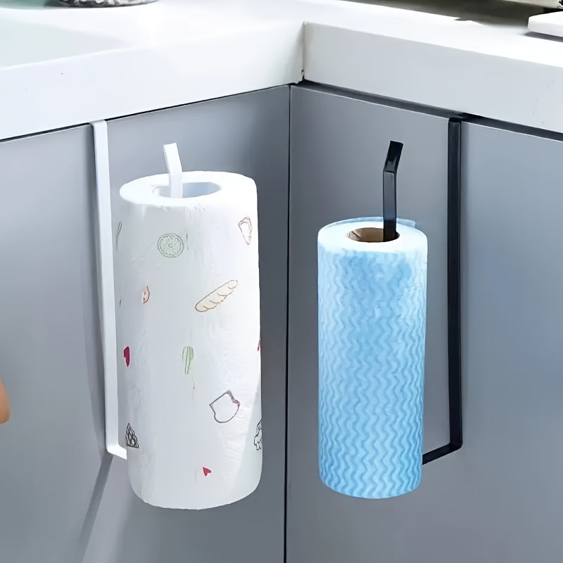 Iron Kitchen Paper Towel Holder - Easy Install, No-Drill Cabinet Hanging Design for Convenient Storage of Paper Towel Rolls, Rags, and Wraps