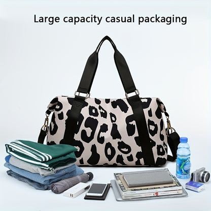 Leopard pattern sports bag with large capacity, suitable for gym and travel