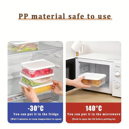 6 pieces of Polypropylene Refrigerator Storage Boxes featuring a 1200ml Large Capacity, Food Contact Safety, ideal for organizing fruits and food items, space-efficient design suitable for kitchen, outdoor picnics, ensures safety in microwave and